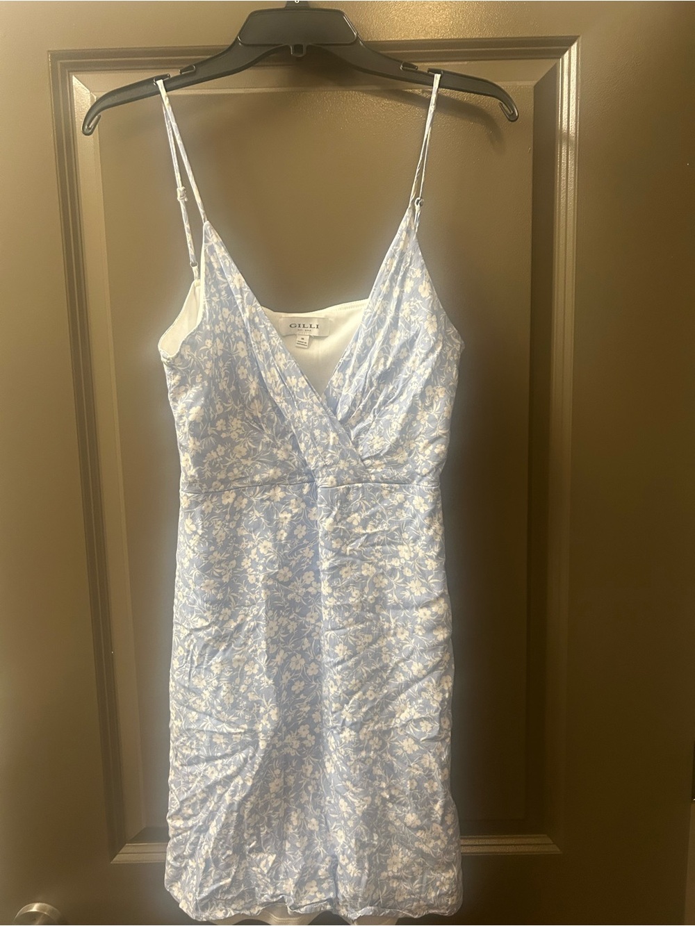 Gilli Light Blue and White Floral Slip Dress
